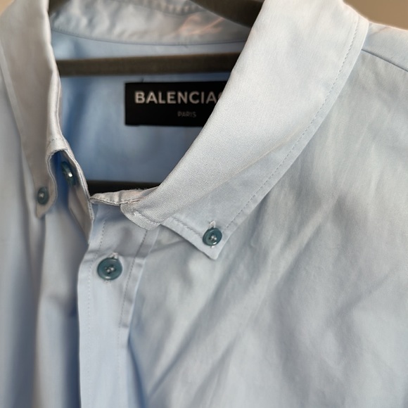Men’s Balenciaga button down shirt blue new with tags 40 - Picture 2 of 4